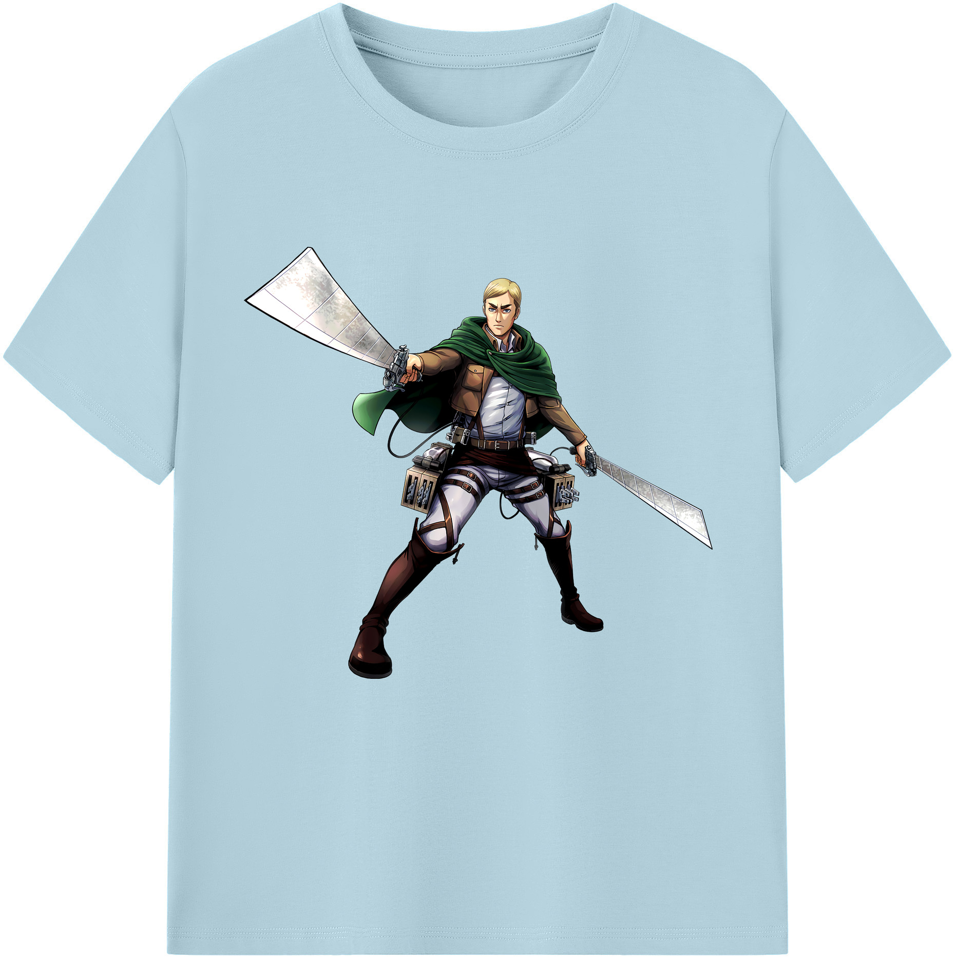 （画像用） 進撃の巨人 エルヴィン・スミス Attack on Titan Erwin Smith 綿100％半袖Tシャツ（フロントプリント）